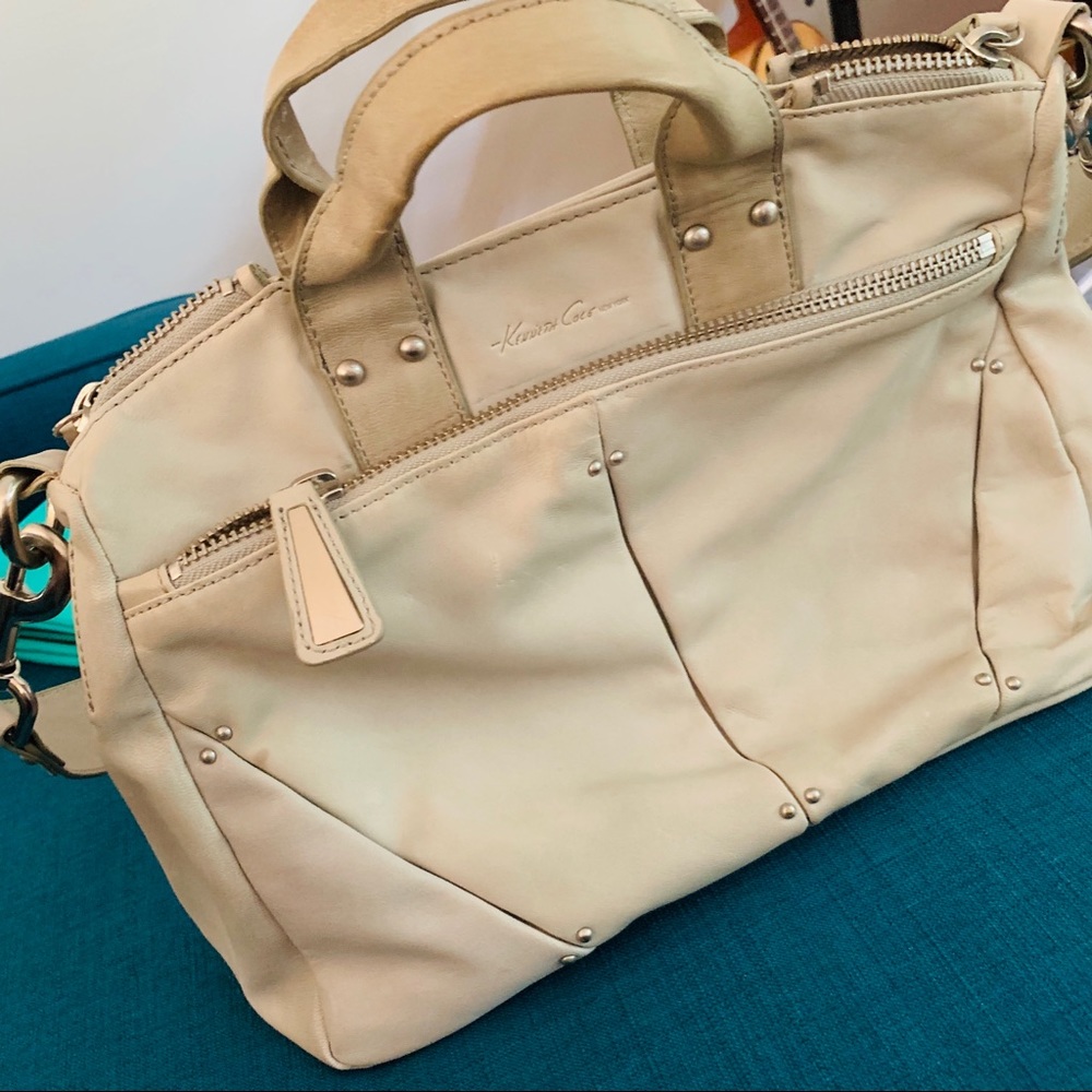 KENNETH COLE gray leather satchel